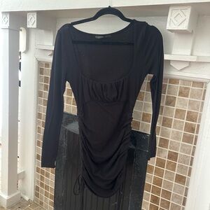 Ribbed Black Long Sleeve Dress